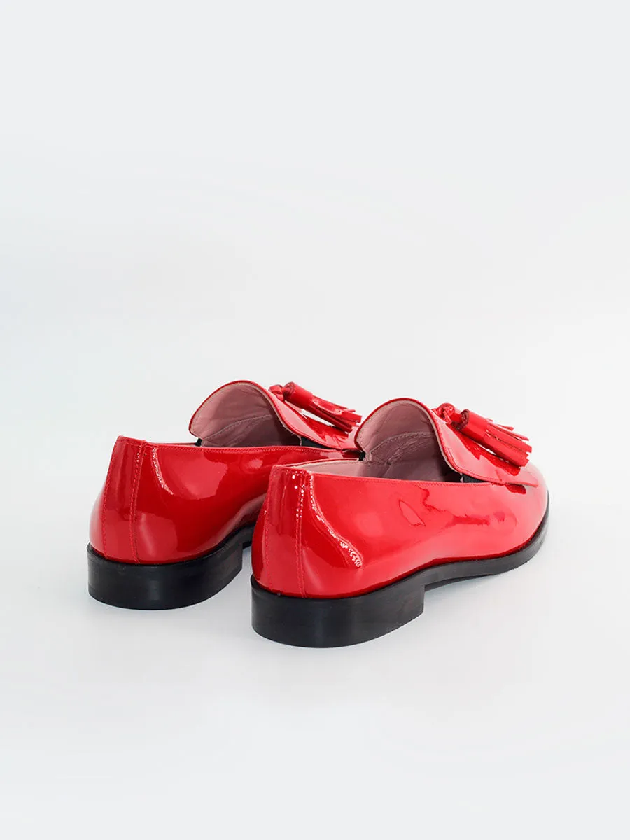 Mocasines Messina FB de piel charol color rojo