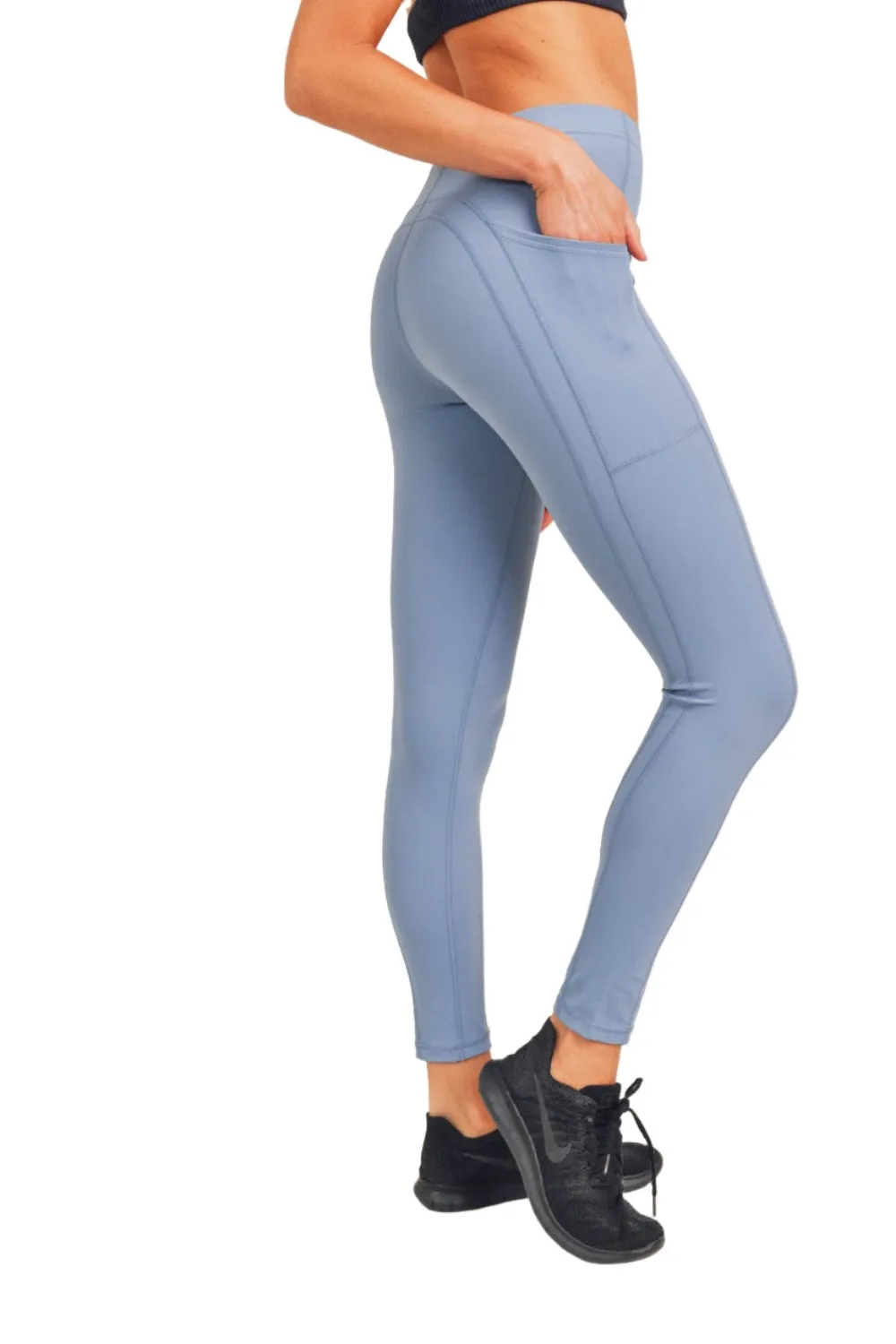 Mono B GREEN - No Front Seam Swoop Leggings APH8114