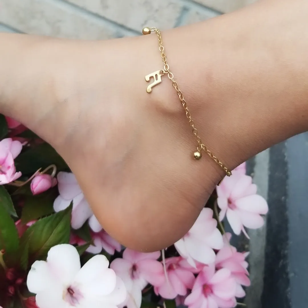 Music Note Anklet Gold