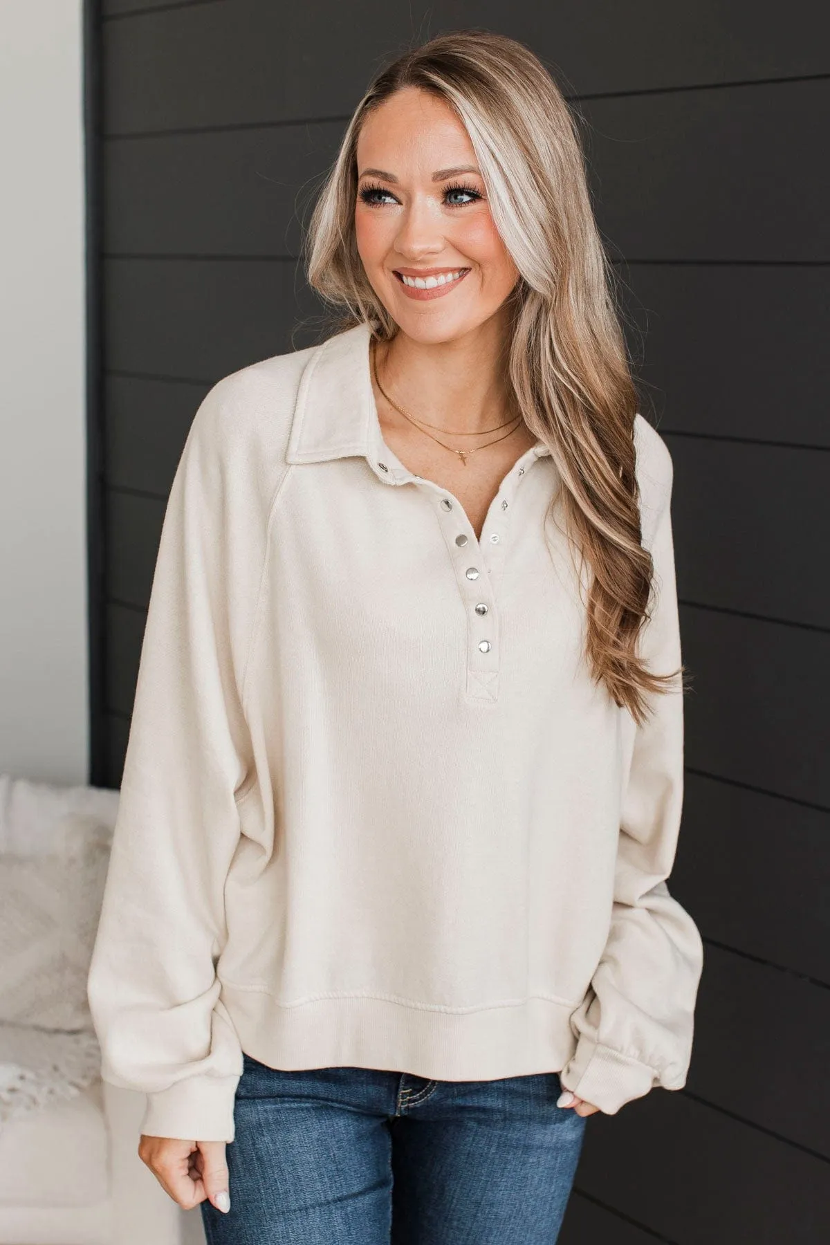 Natural Charm Pullover Top- Cream