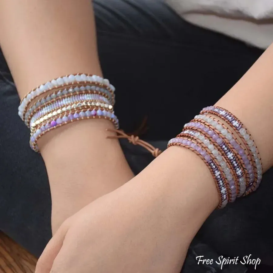 Natural Purple Agate & Miyuki Bead Wrap Bracelet