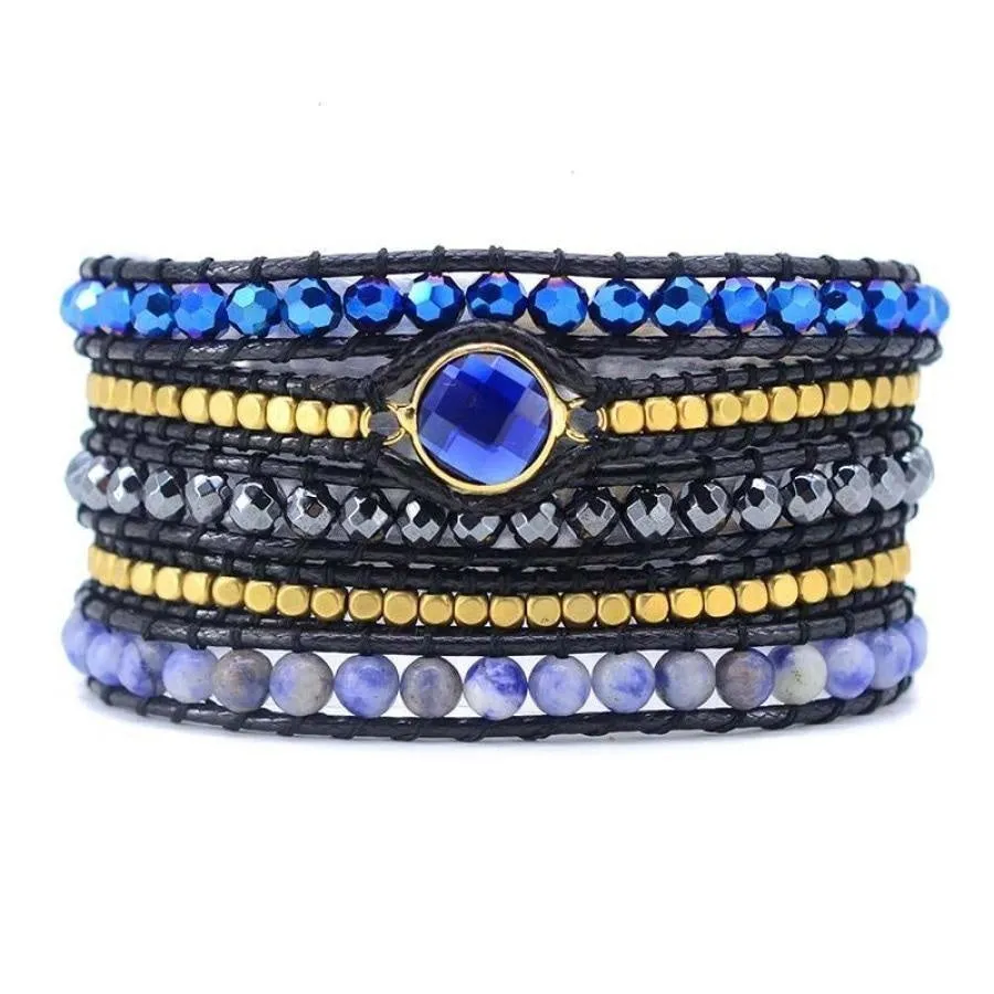 Natural Sodalite Magic Blue Wrap Bracelet