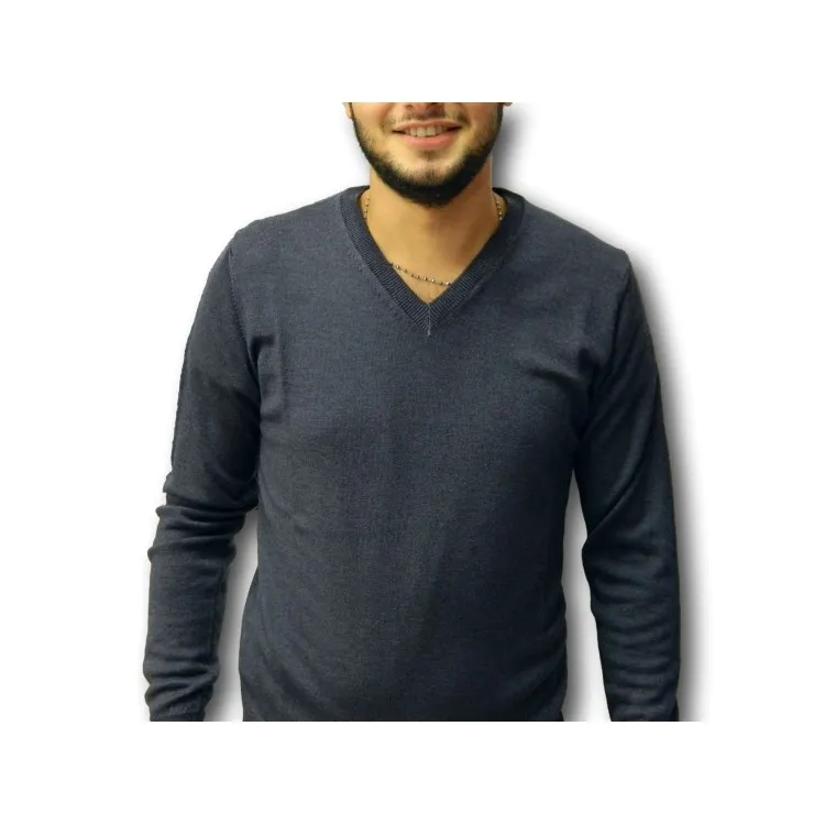 Ne Pas 11201F Pullover Uomo con Scollo a V Prodotto Italiano Blu