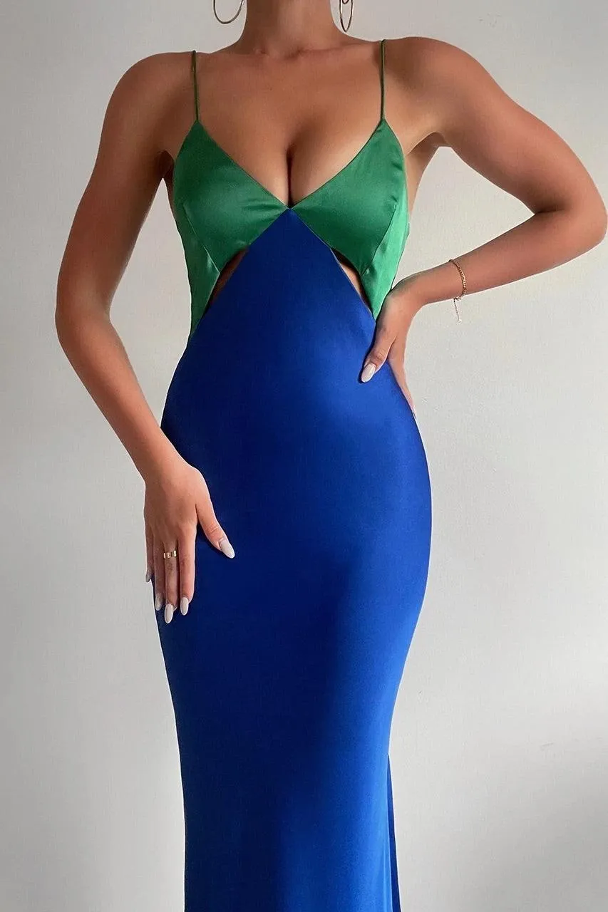 Nicole Slip Dress - Green/Blue