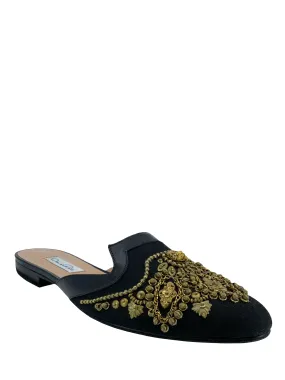 Oscar De La Renta Canvas Embroidered Spanish Mules Size 11