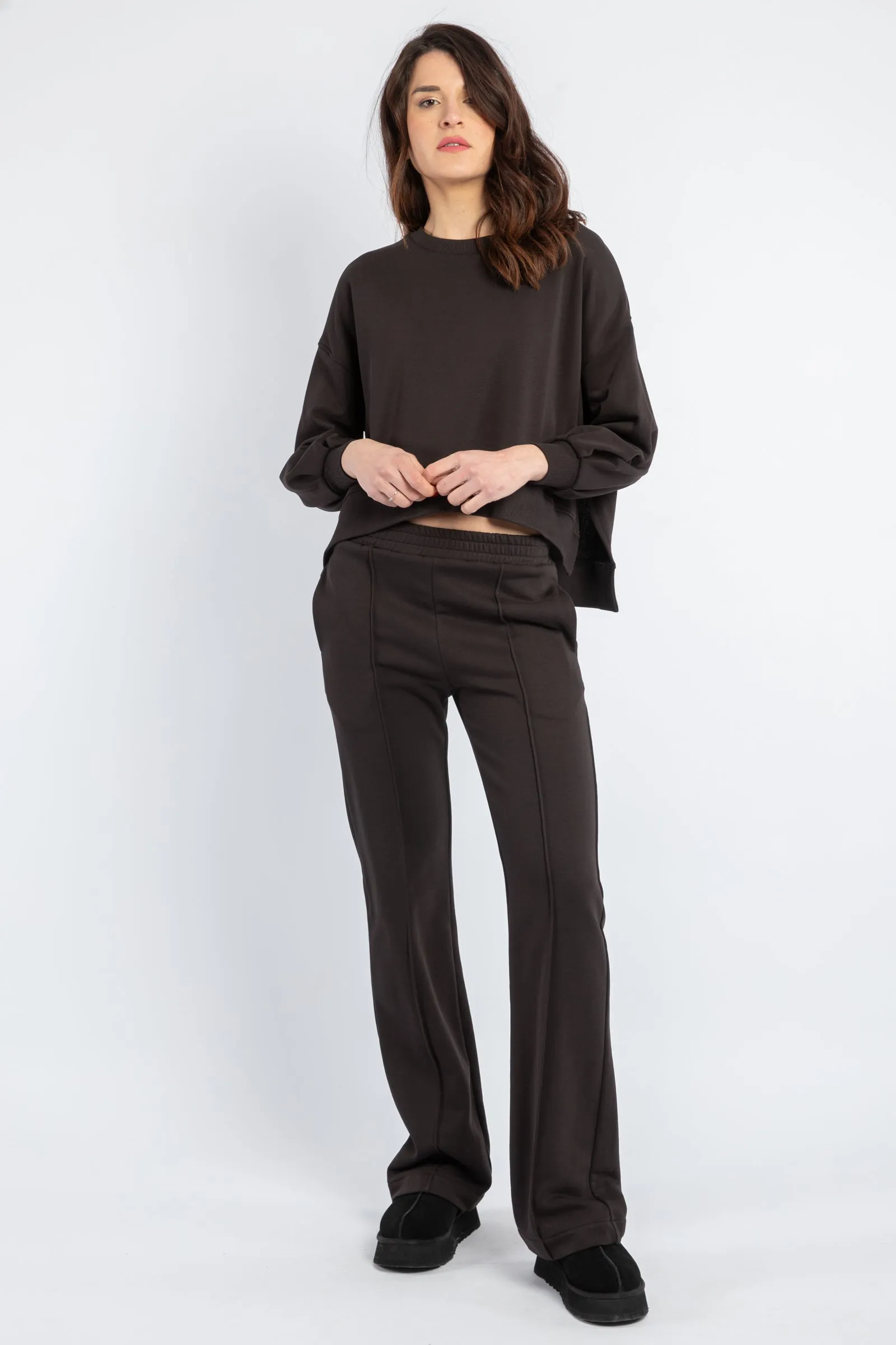 Pantaloni wide leg in felpa