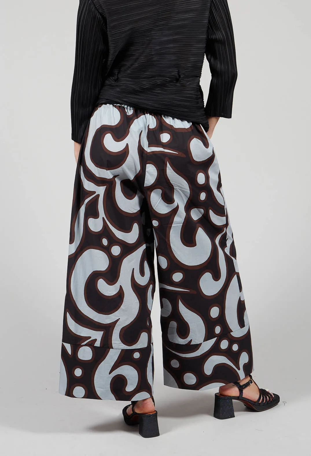 Patterned Culottes in Brown Print