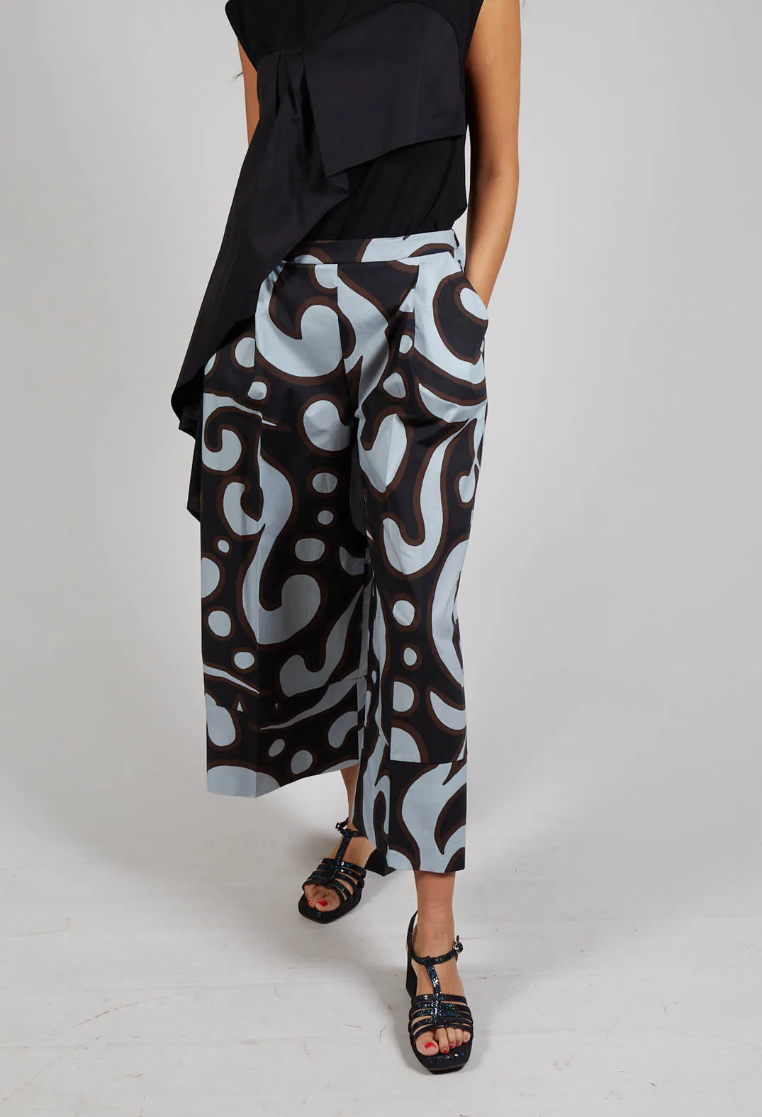 Patterned Culottes in Brown Print