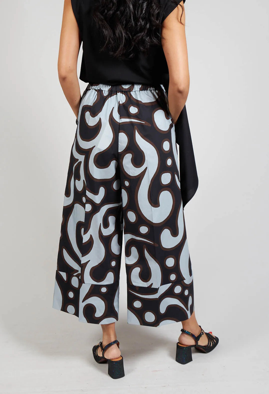 Patterned Culottes in Brown Print