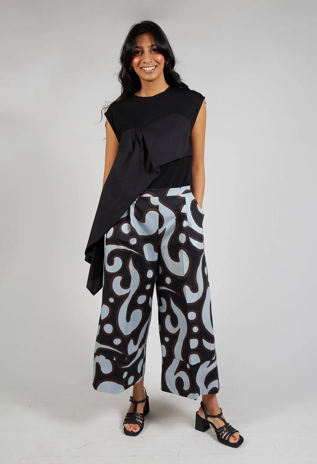 Patterned Culottes in Brown Print