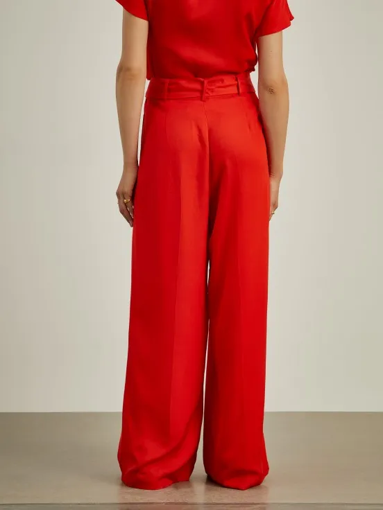 Pleated culottes with belt