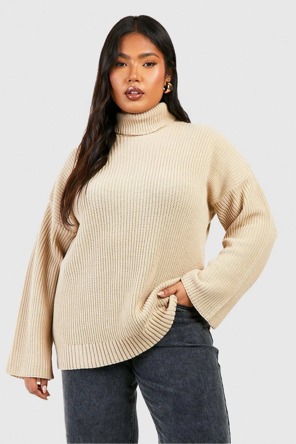 Plus Knitted Turtleneck Sweater