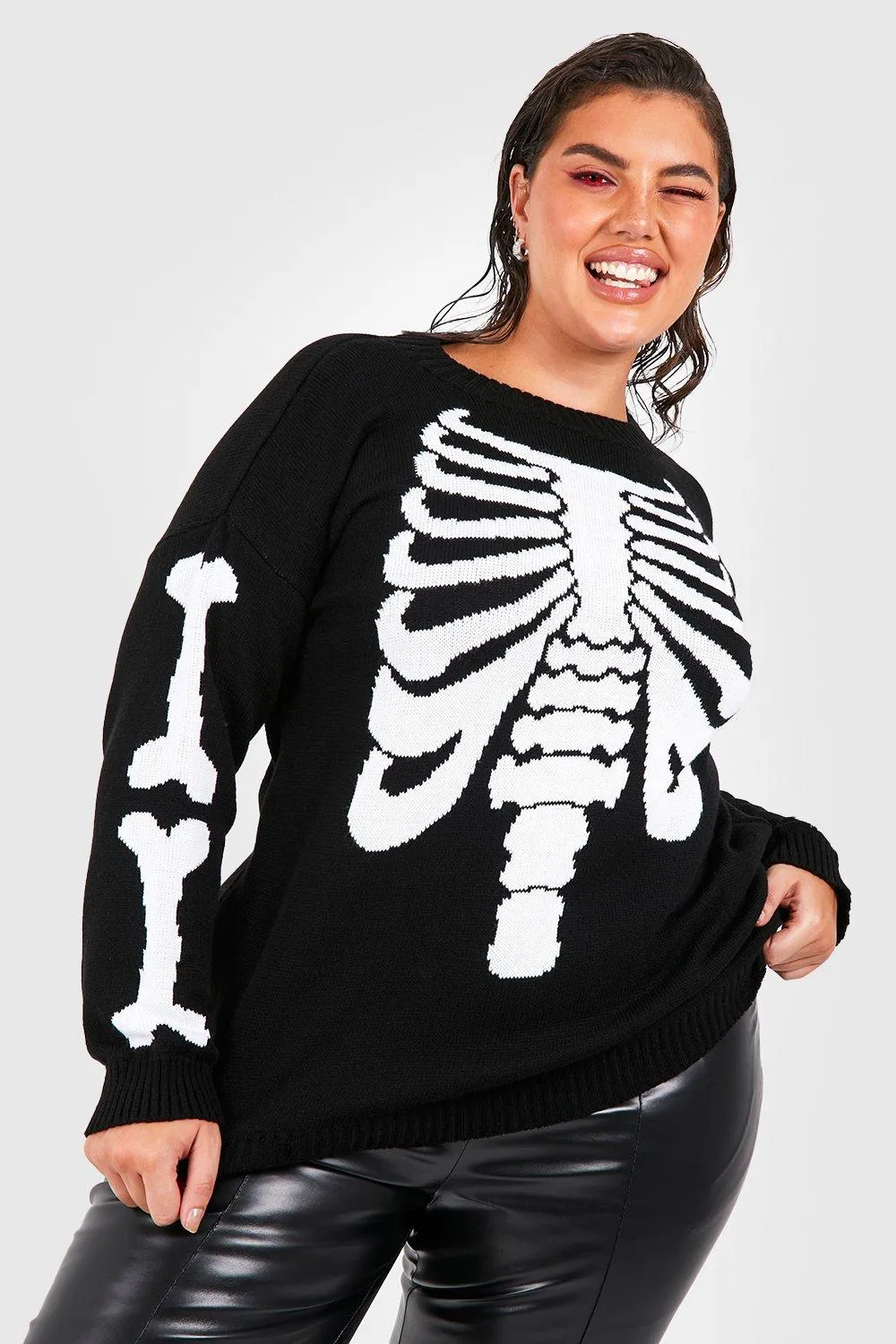 Plus Skeleton Halloween Sweater