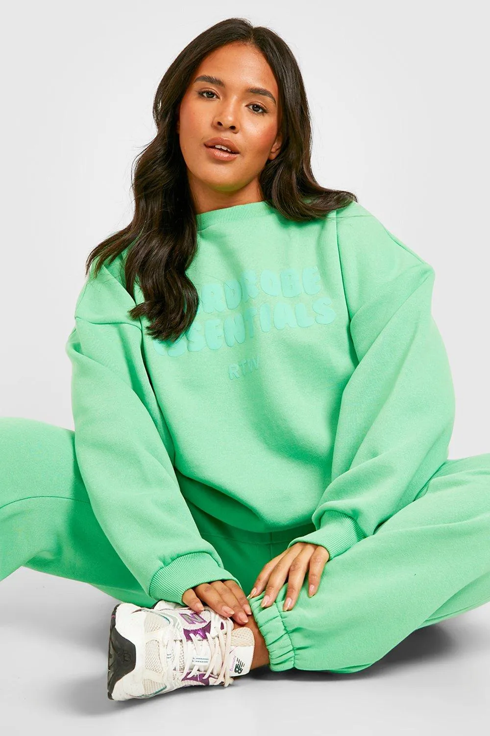 Plus Wardrobe Essentials Slogan Sweater Tracksuit