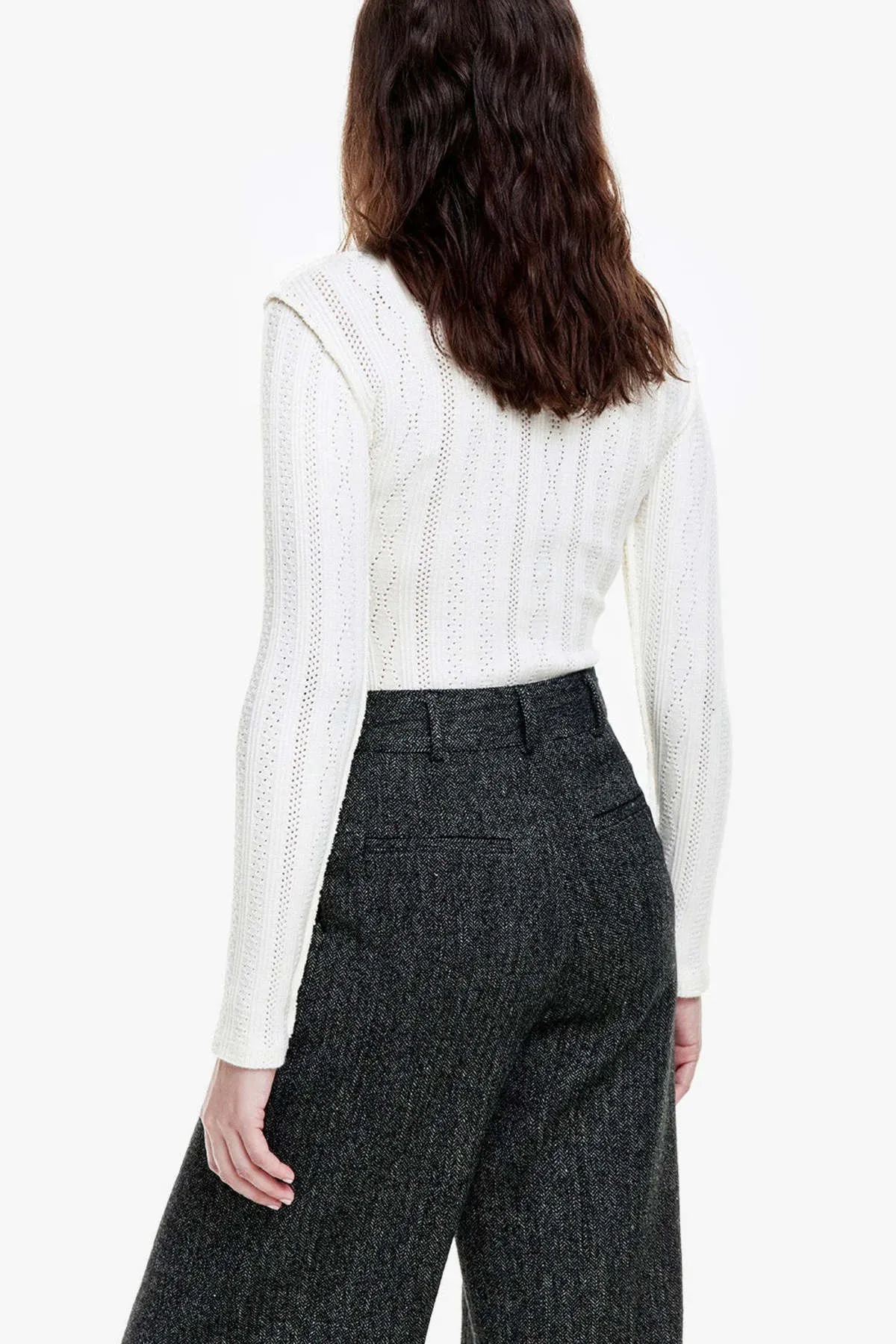 Pointelle Knit Turtleneck - Ivory