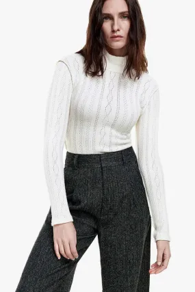 Pointelle Knit Turtleneck - Ivory