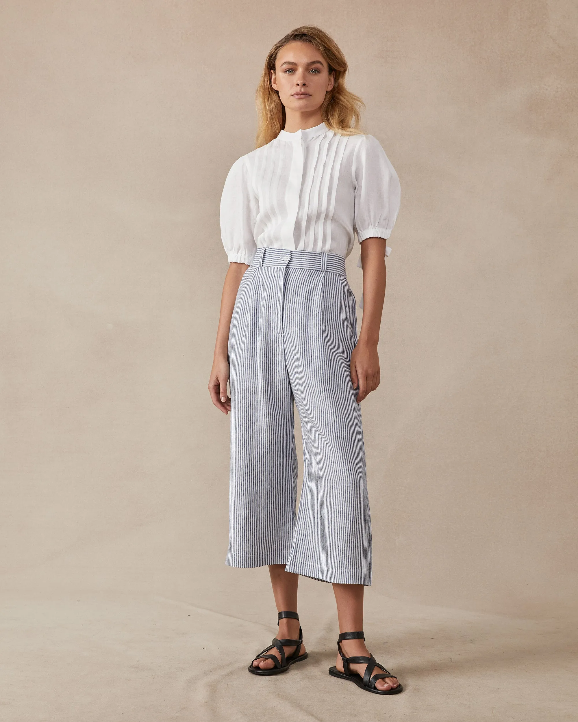 Poppy Culottes - Navy Stripe