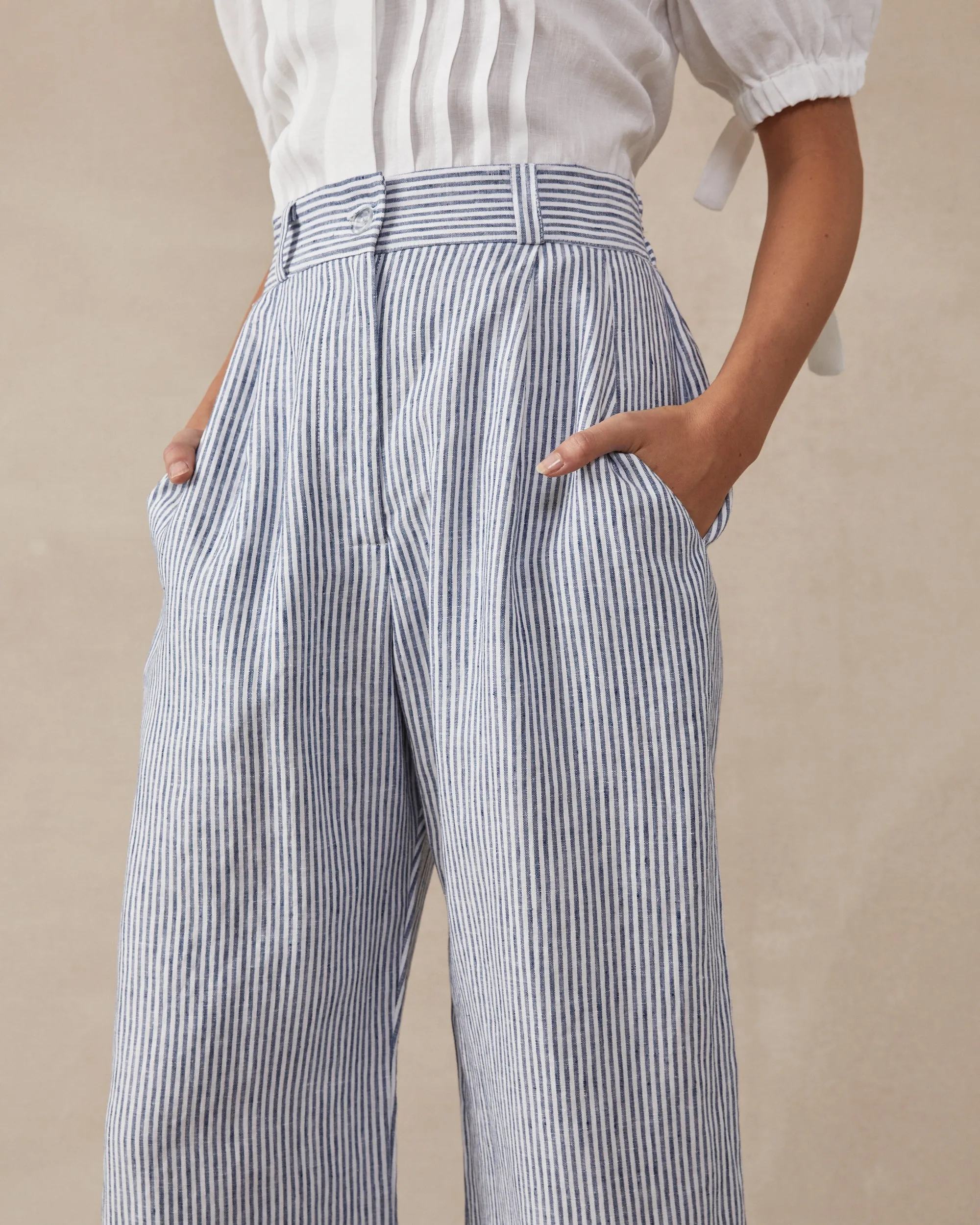 Poppy Culottes - Navy Stripe