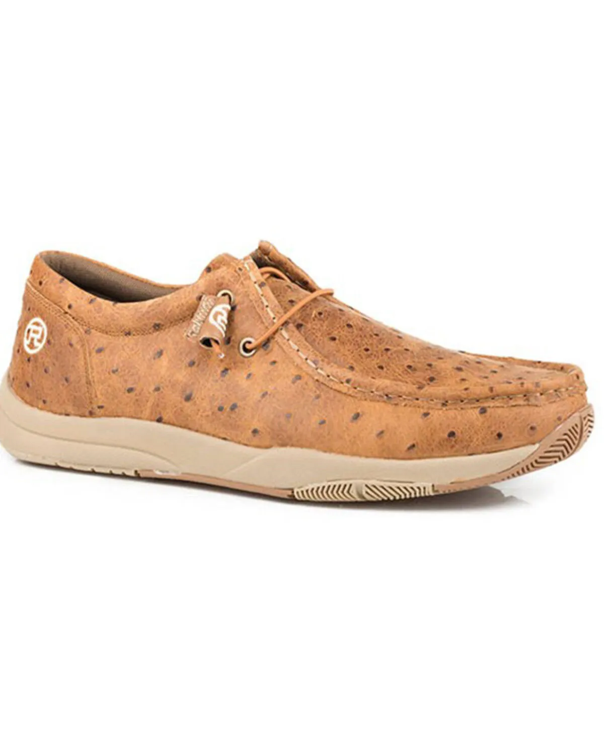 Product Name:  Roper Men's Clear Cut Low Stamped Ostrich Leather Chukka Shoe - Moc Toe