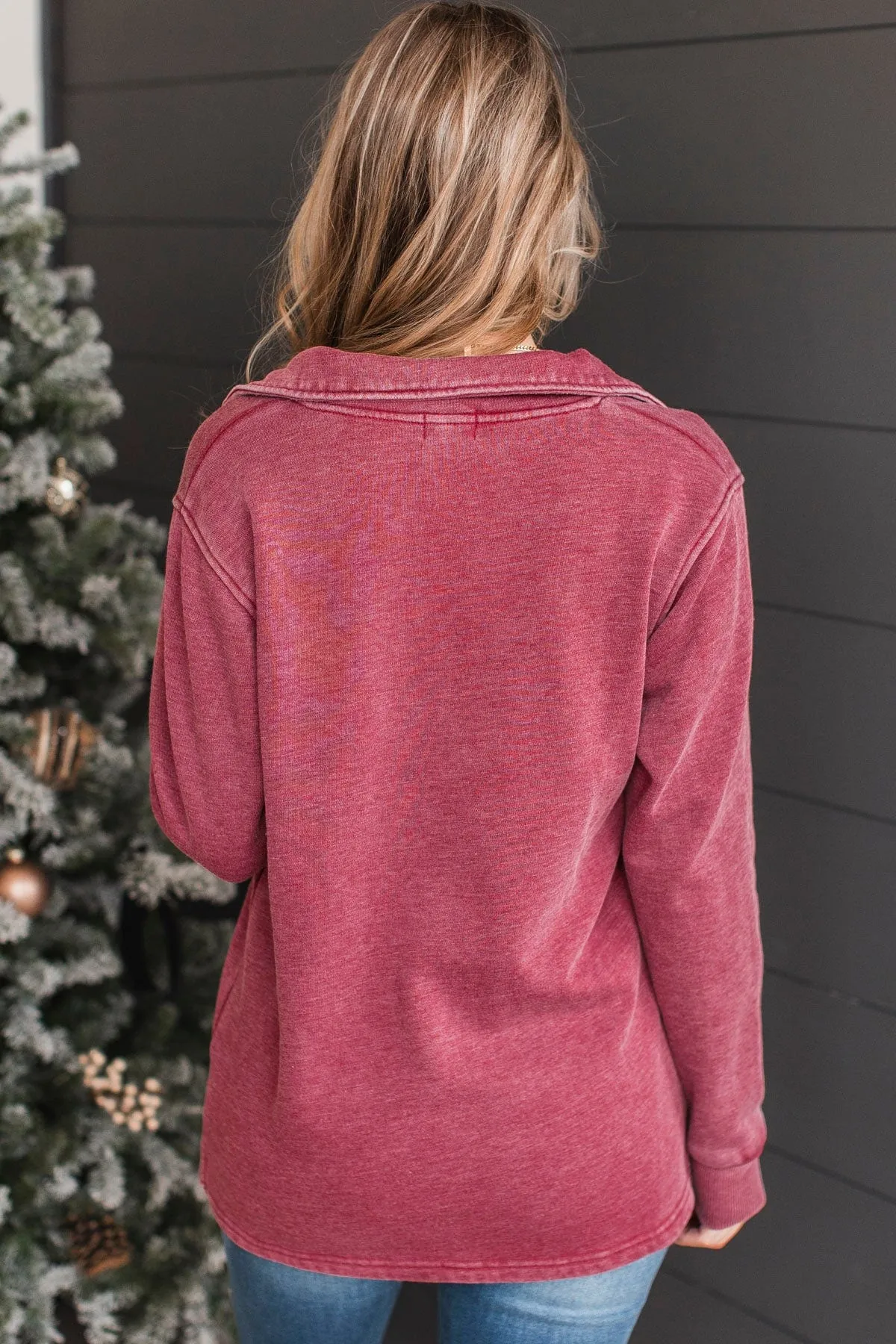 Reason To Celebrate Quarter Zip Pullover- Burgundy