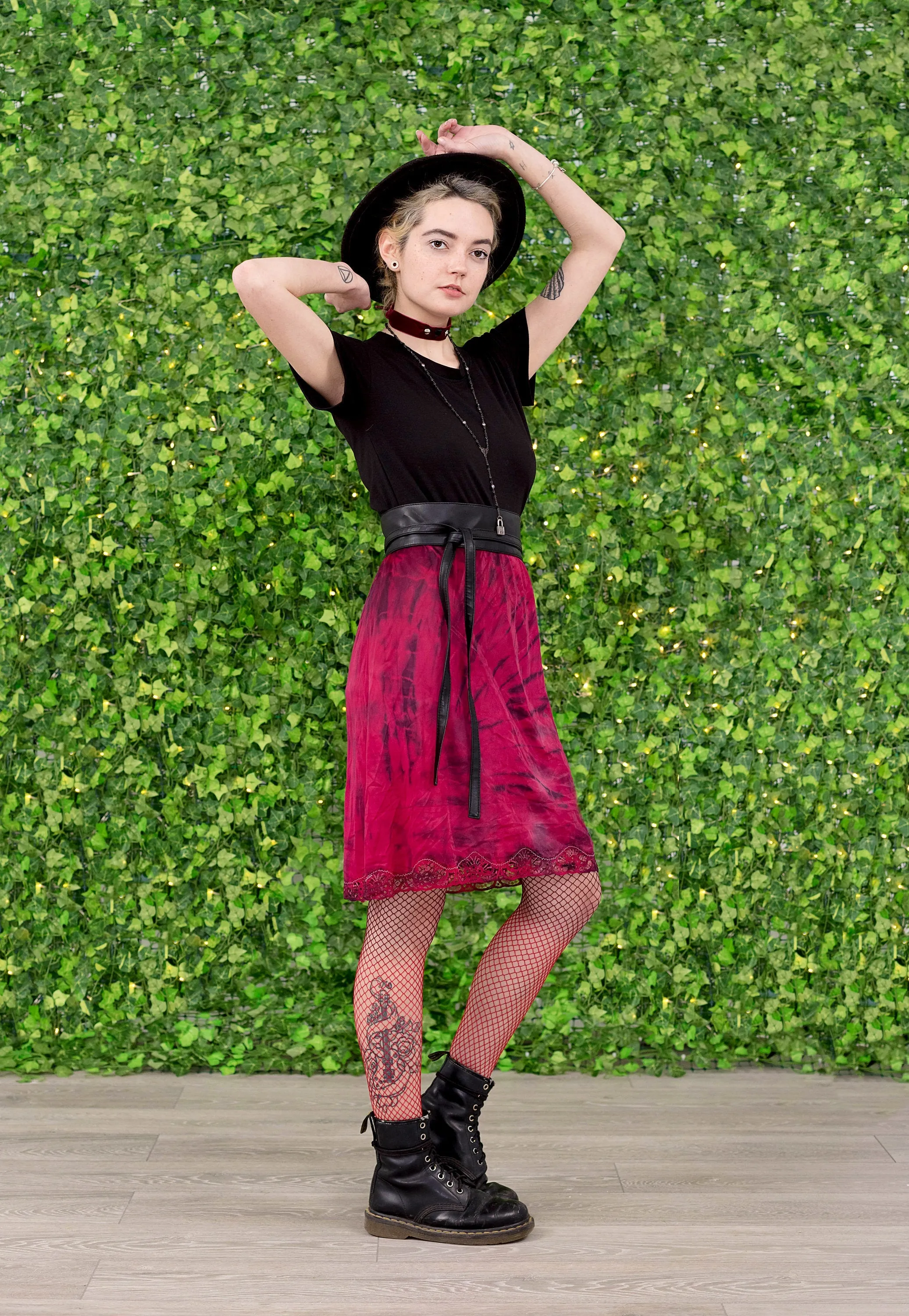 red & black zebra tie dye soft grunge slip skirt