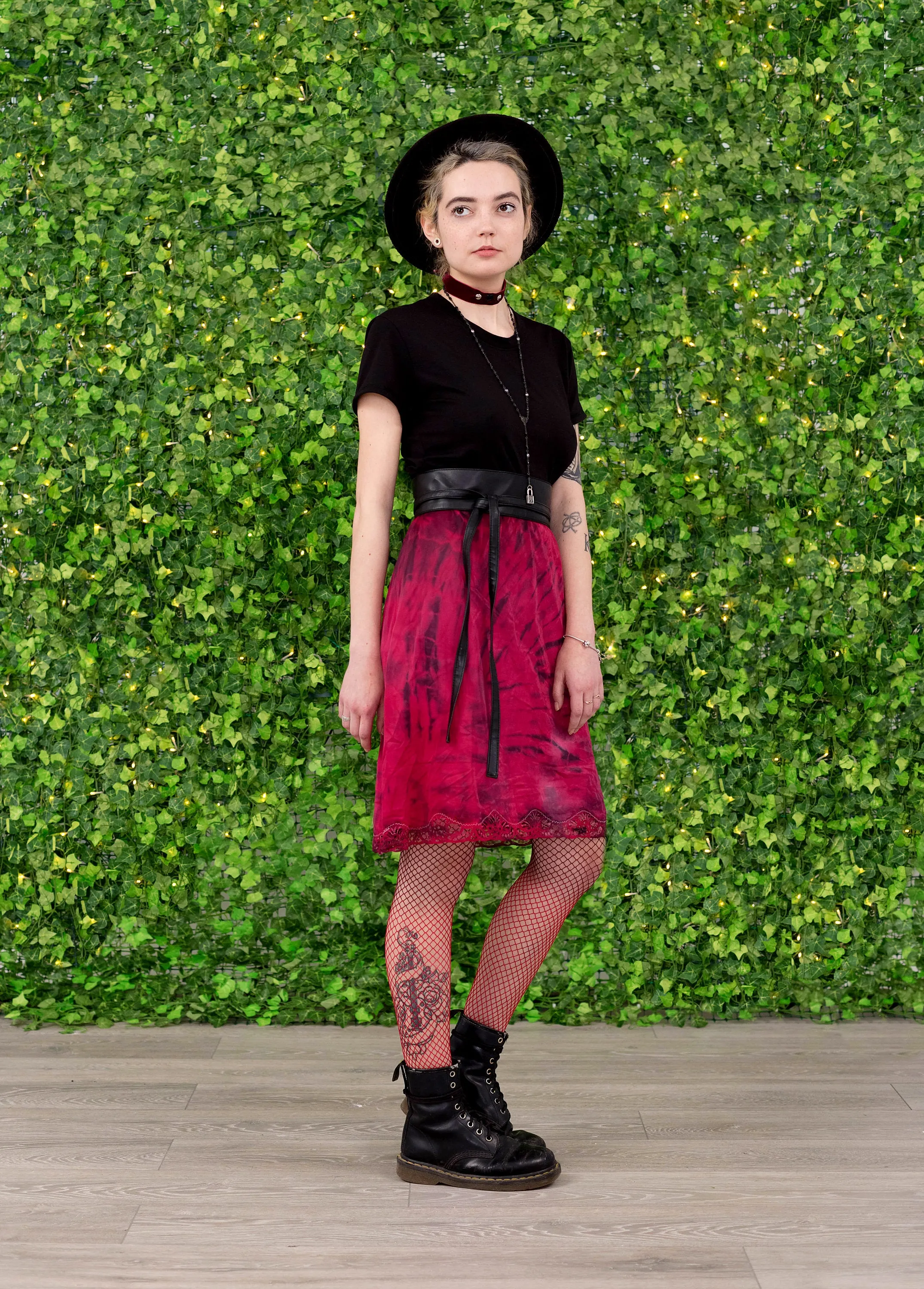 red & black zebra tie dye soft grunge slip skirt