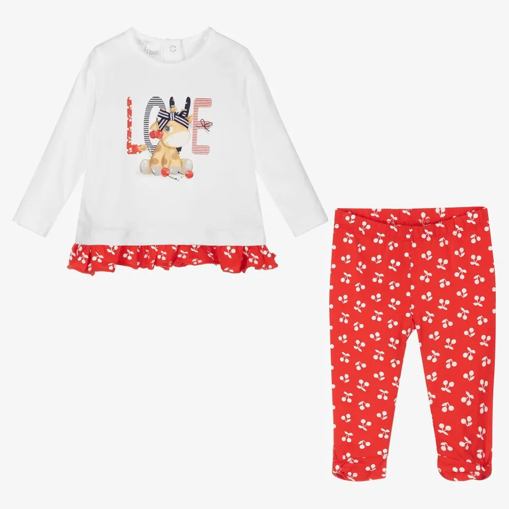 Red & White Leggings Set