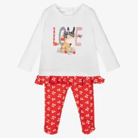 Red & White Leggings Set