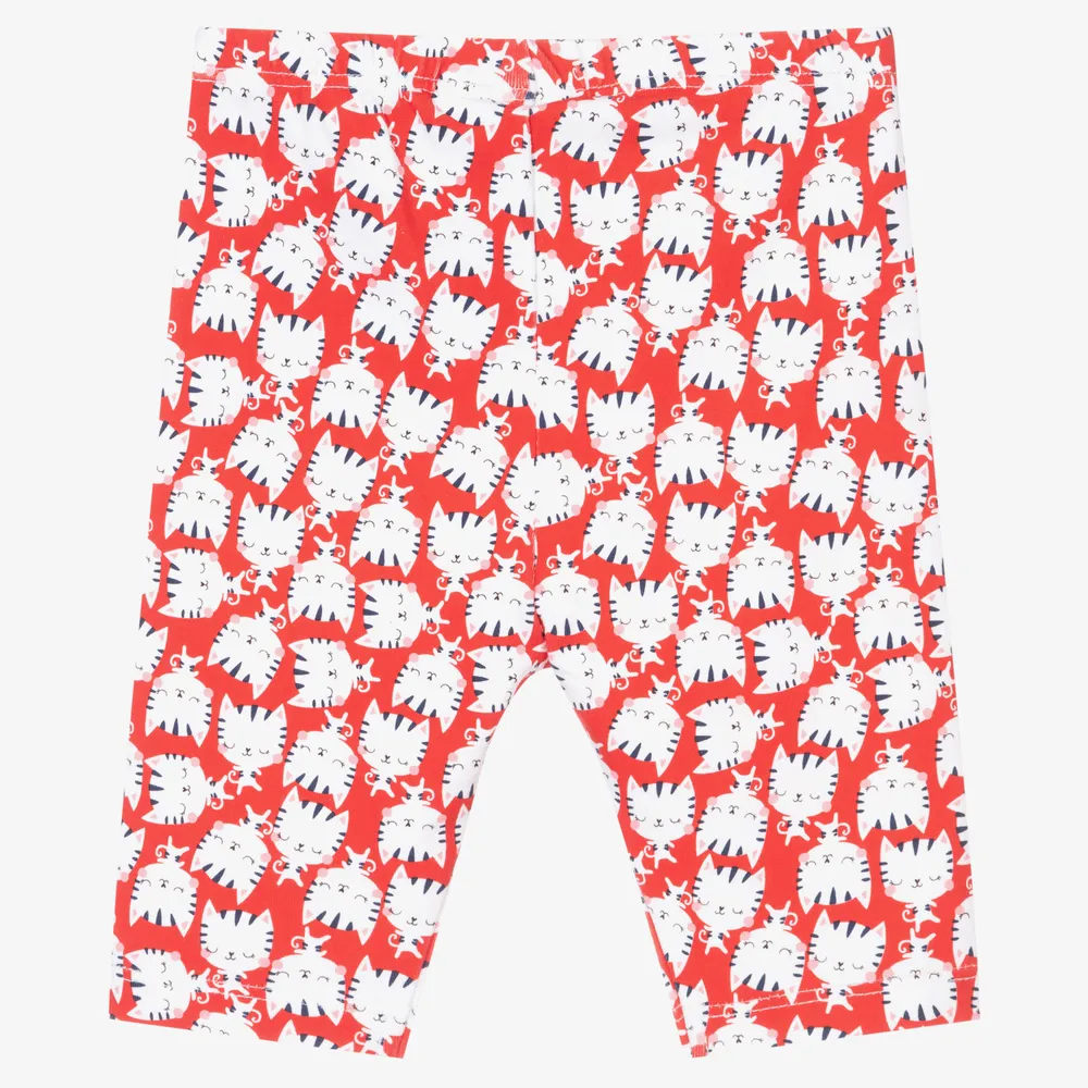 Red Cotton Cat Leggings