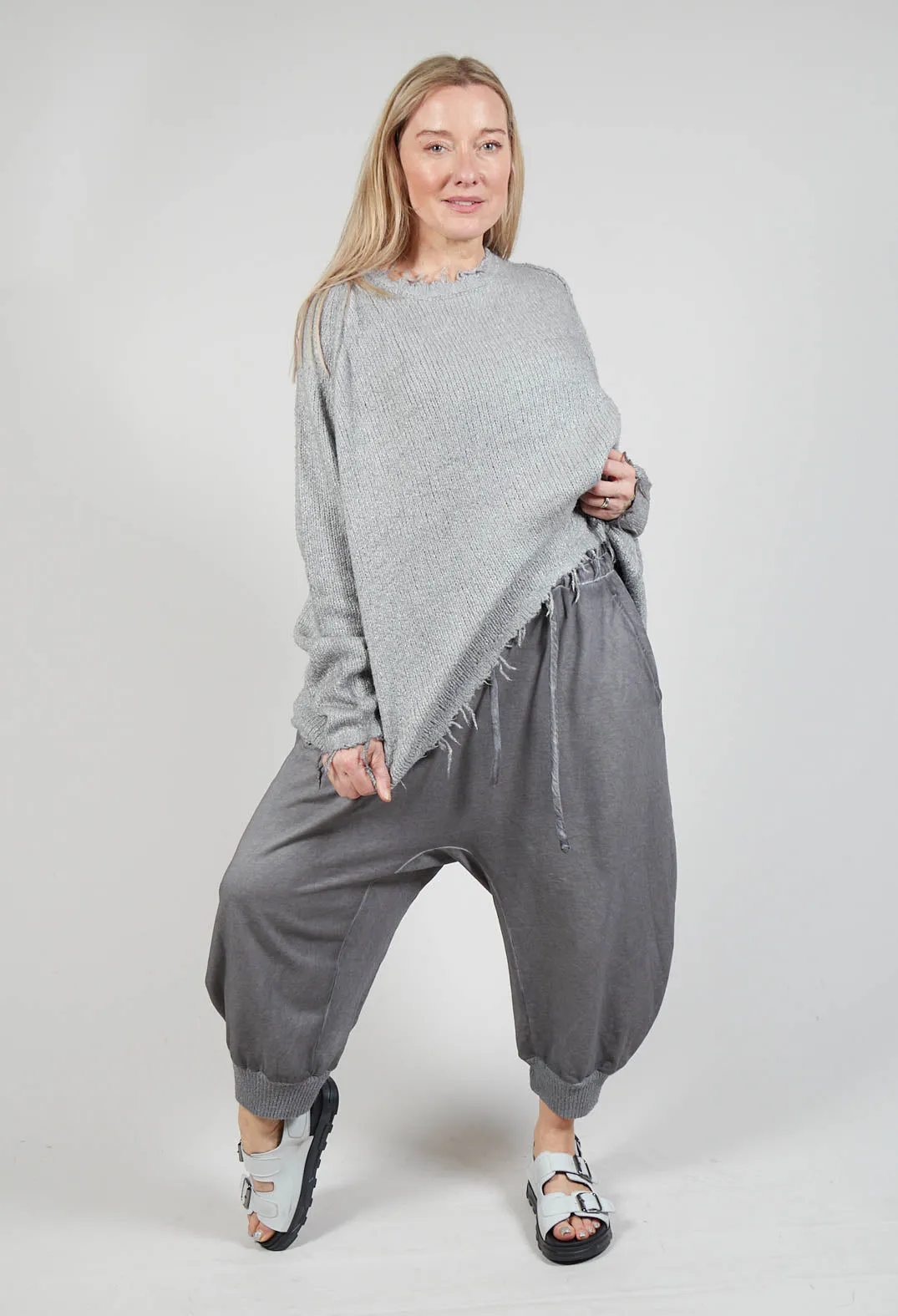 Relaxed Cotton Culottes in C.Coal 70% Cloud