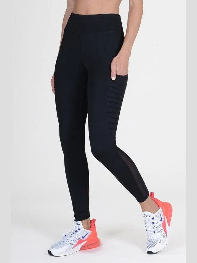 Ribbed Splice Mesh Pocket Leggings