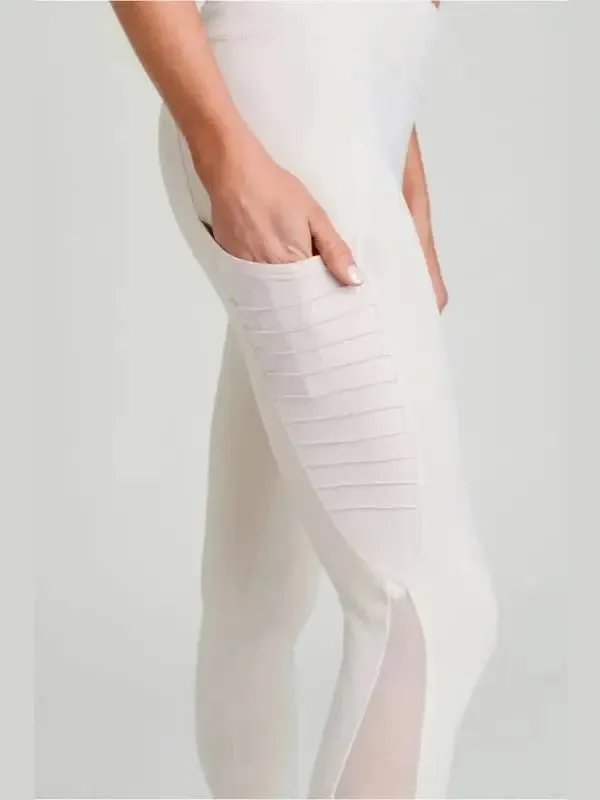 Ribbed Splice Mesh Pocket Leggings