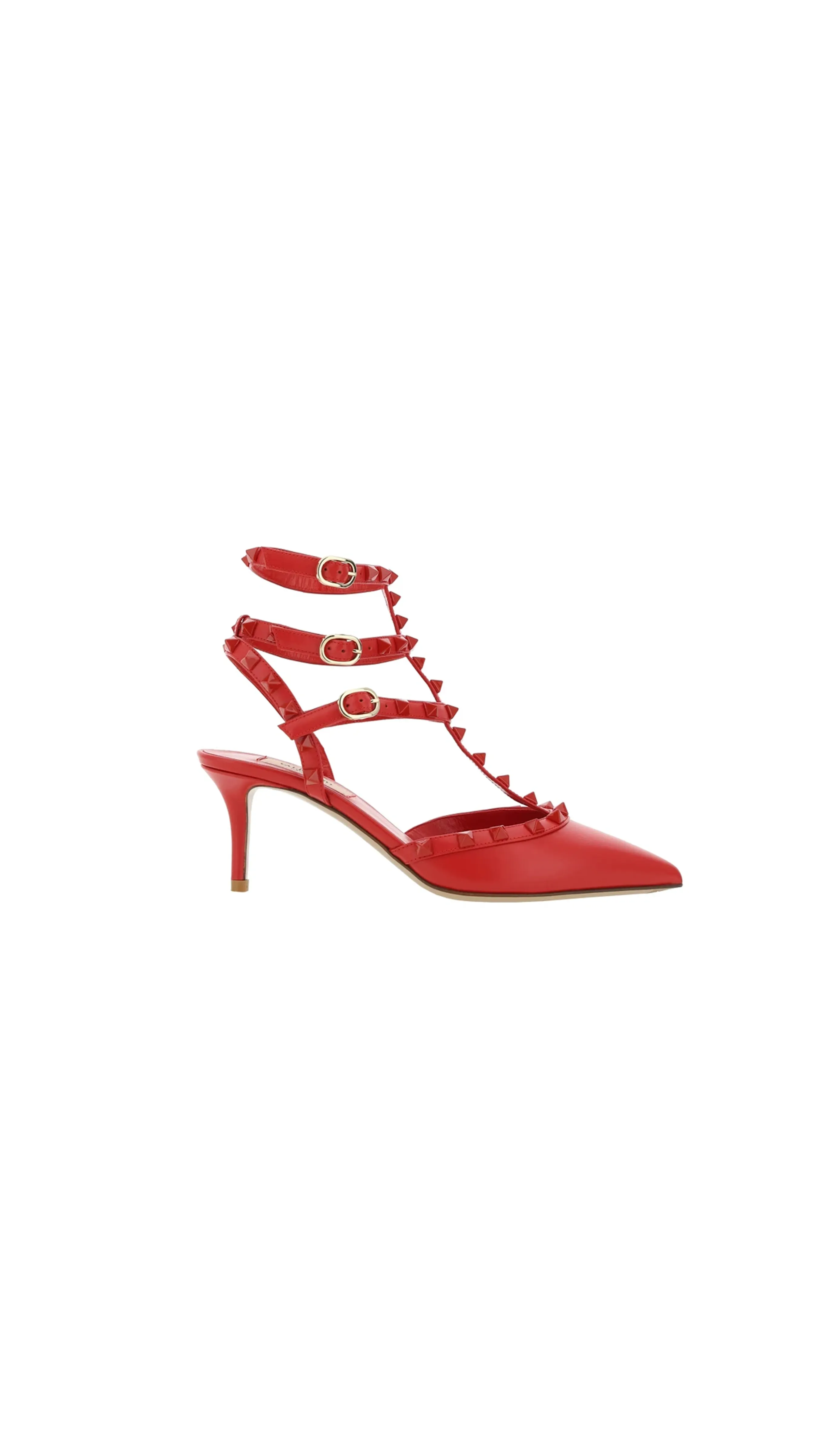 Rockstud Ankle Heels - Red