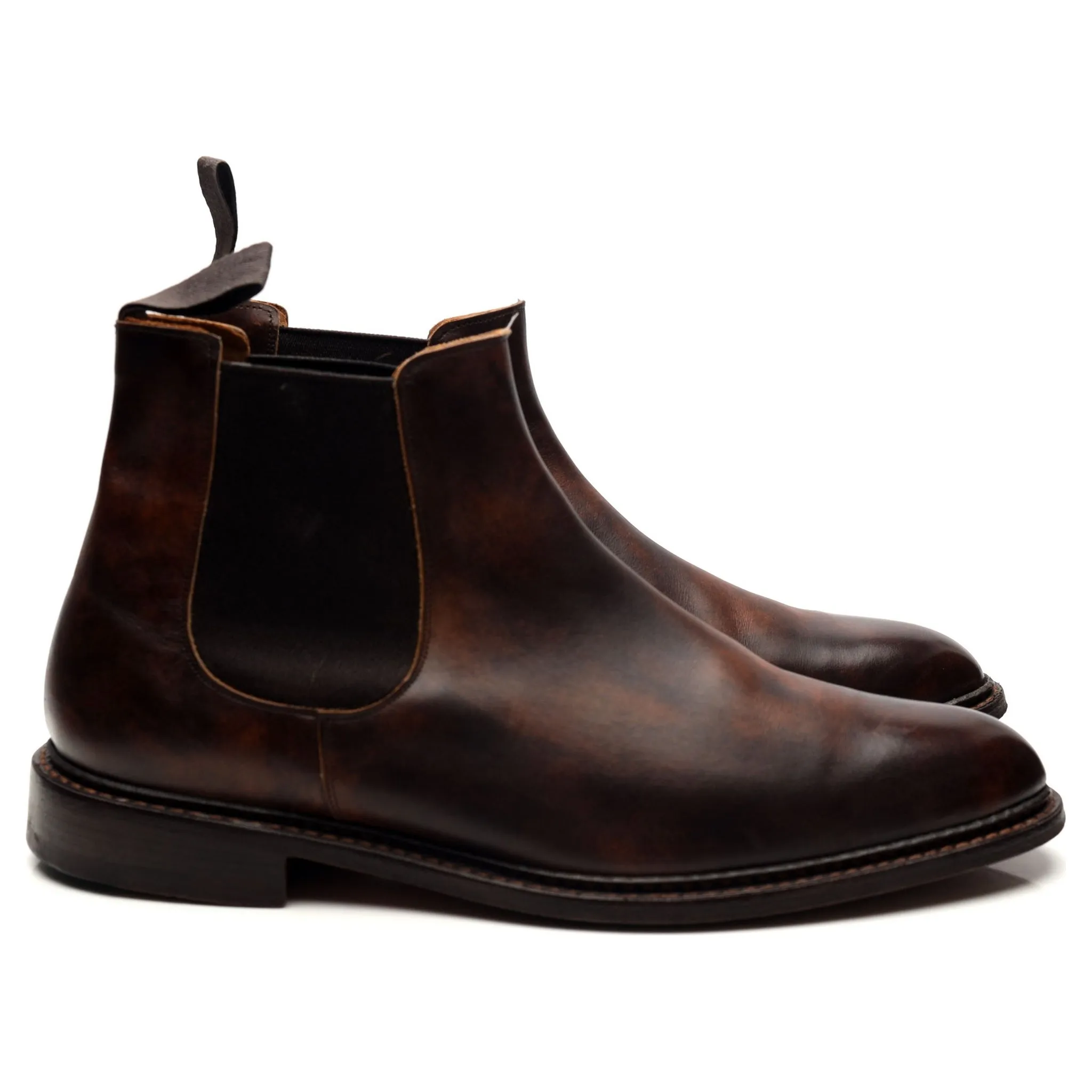 'Roxbury' Dark Brown Museum Leather Chelsea Boots UK 9