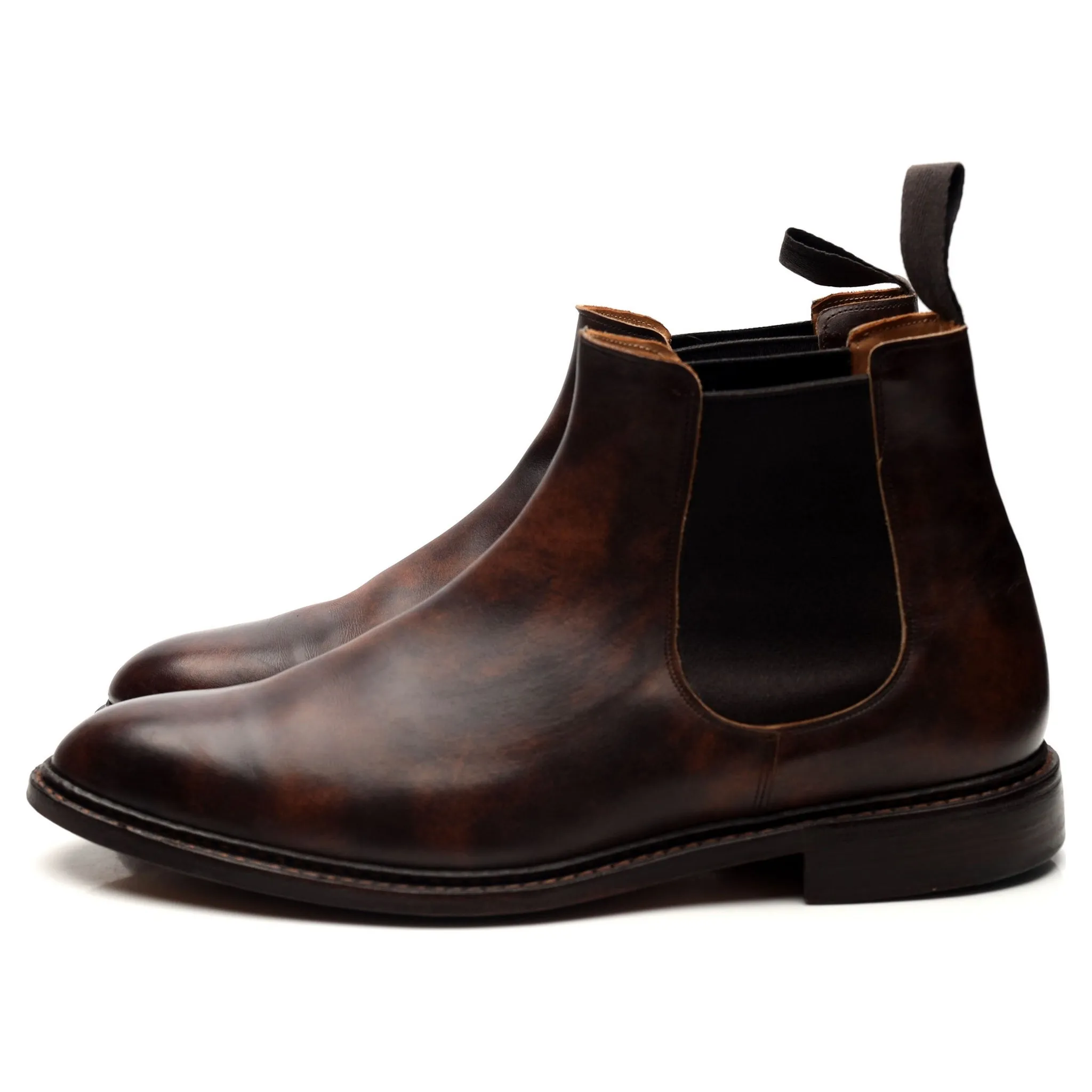 'Roxbury' Dark Brown Museum Leather Chelsea Boots UK 9