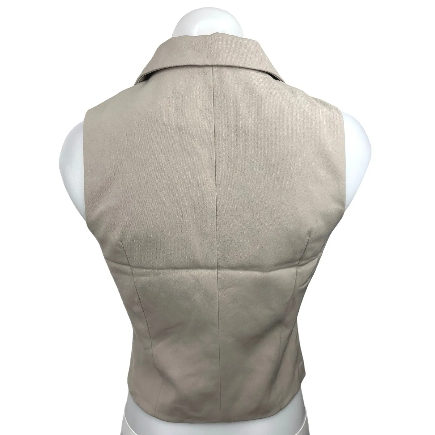 Rumours Beige Formal Sleeveless Button Front Lapel Collar Waist Coat Vest Top S