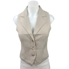 Rumours Beige Formal Sleeveless Button Front Lapel Collar Waist Coat Vest Top S