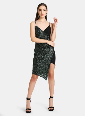 Sequin Wrap Mini Dress