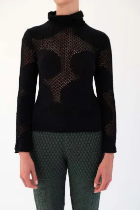 Shell Lace Turtleneck - Black