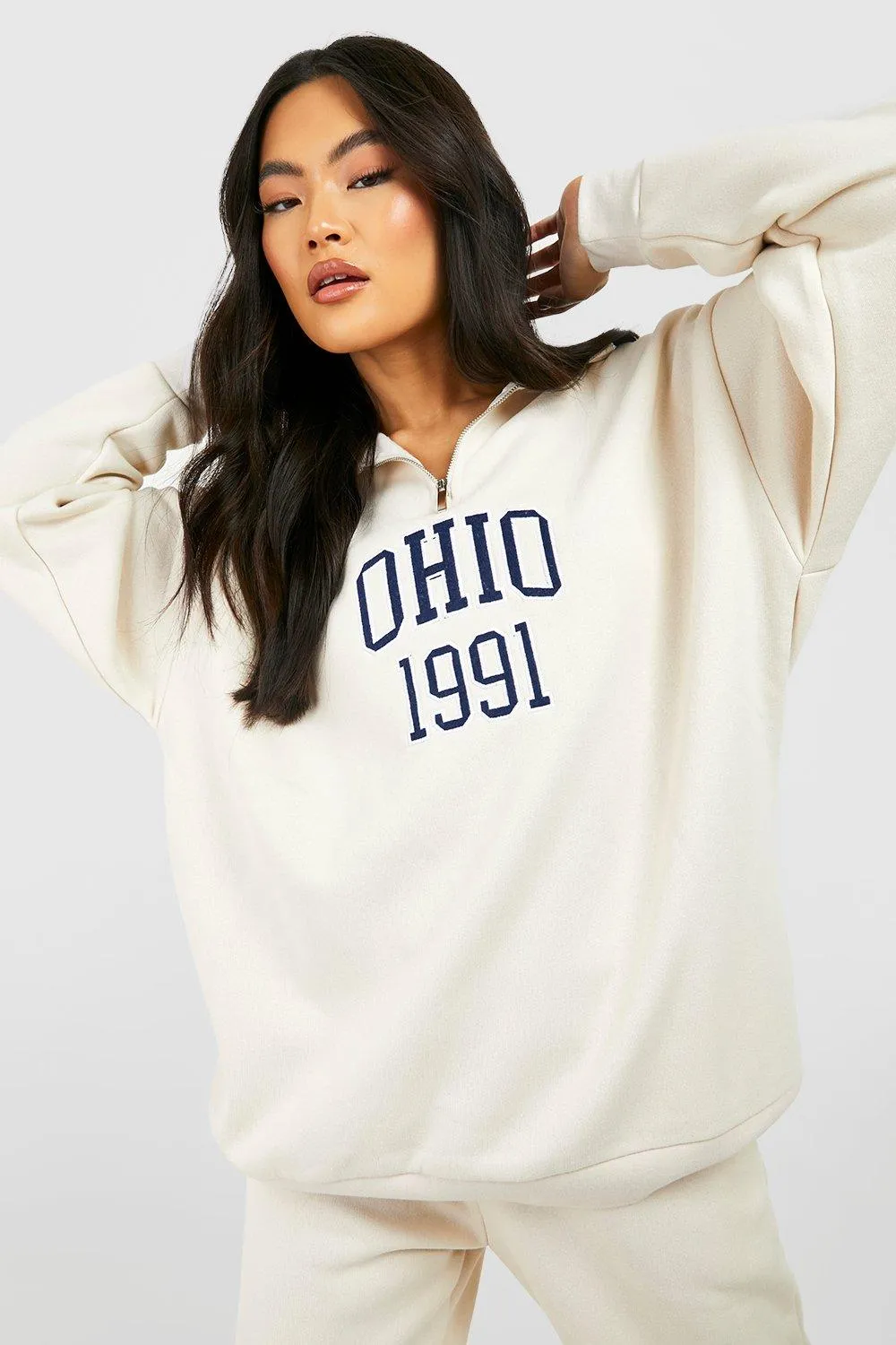 Slogan Half Zip Sweater Tracksuit