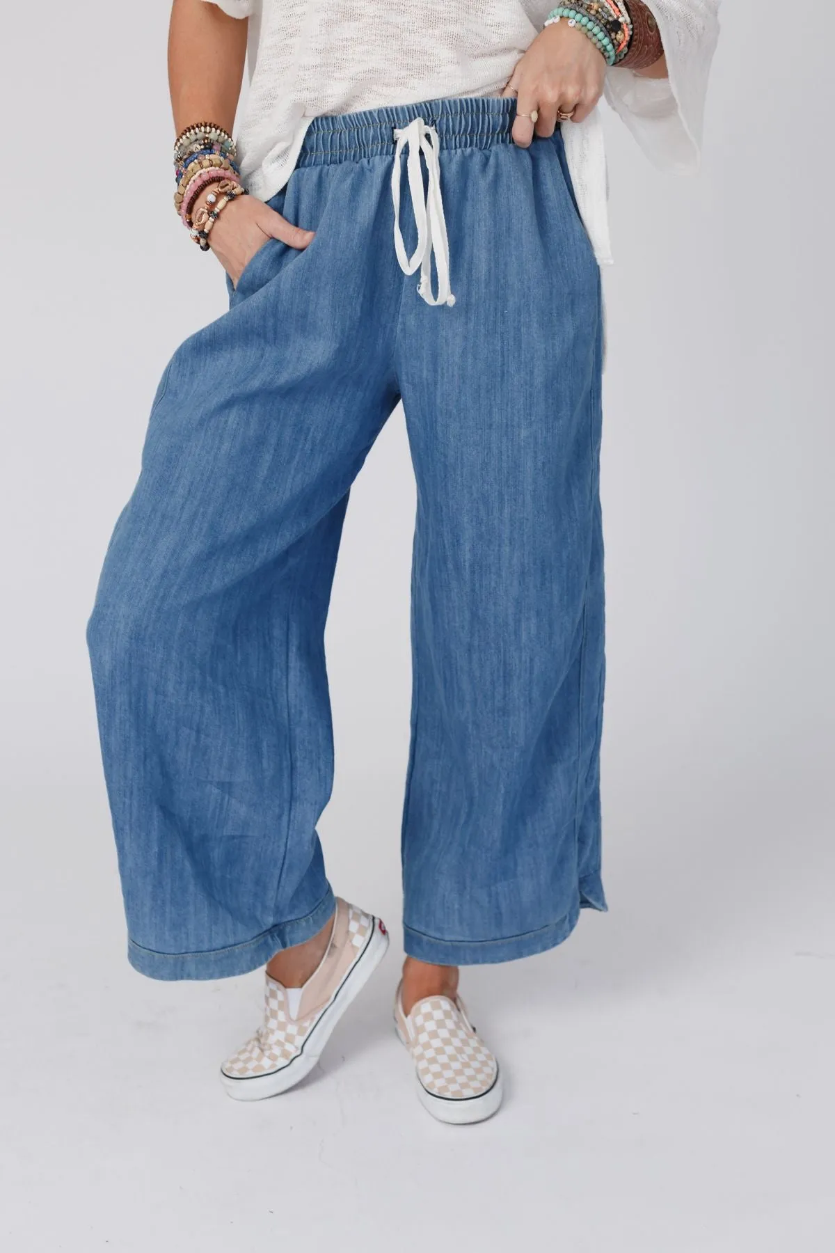 So Comfy Wide Leg Denim Pant - Denim