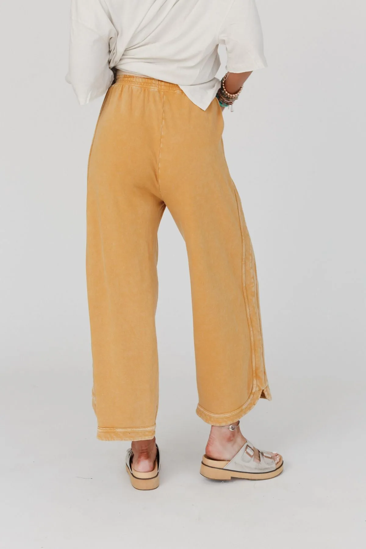 So Comfy Wide Leg Pant Cropped Length - Mustard