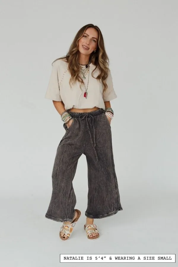 So Comfy Wide Leg Pant Petite Length - Charcoal