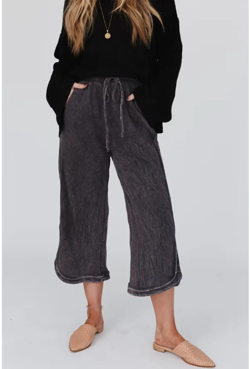 So Comfy Wide Leg Pant Petite Length - Charcoal