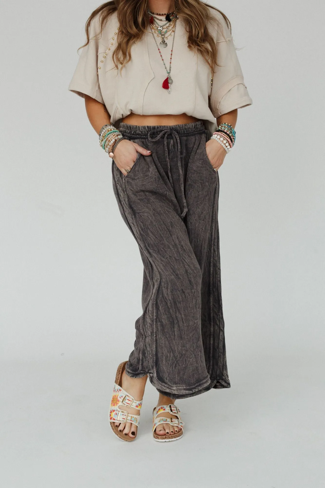 So Comfy Wide Leg Pant Petite Length - Charcoal