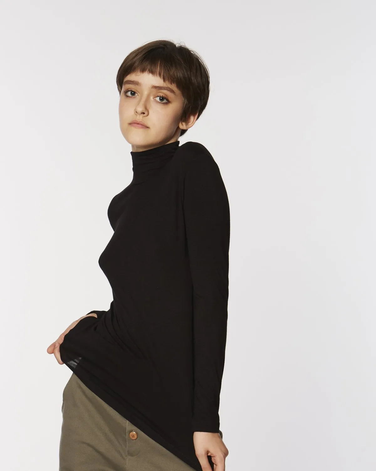 Soft Jersey Turtleneck - black