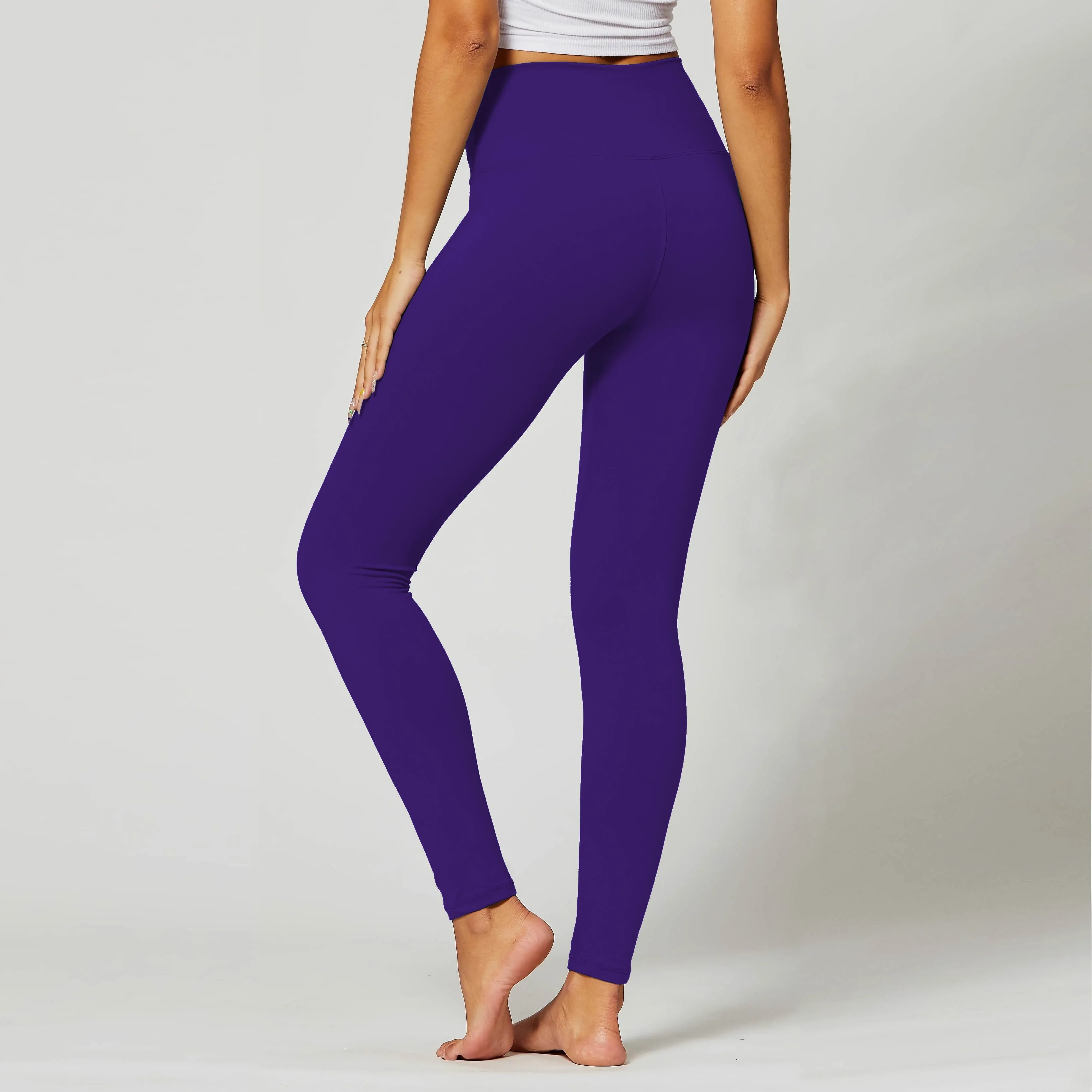 Solid Color Yoga Band Leggings