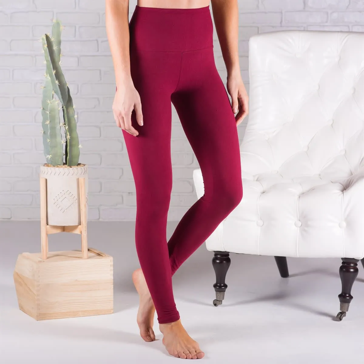 Solid Color Yoga Band Leggings