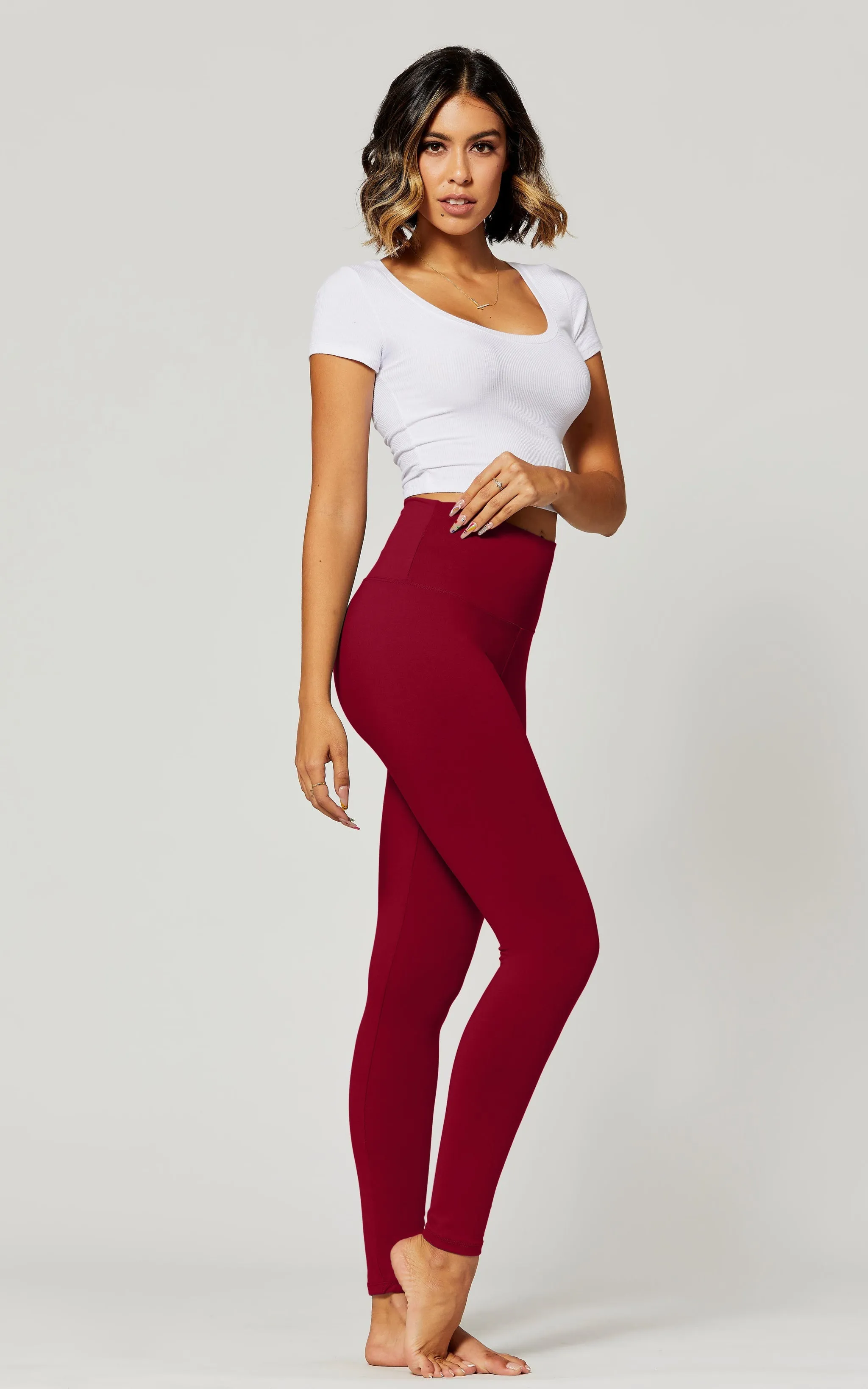 Solid Color Yoga Band Leggings