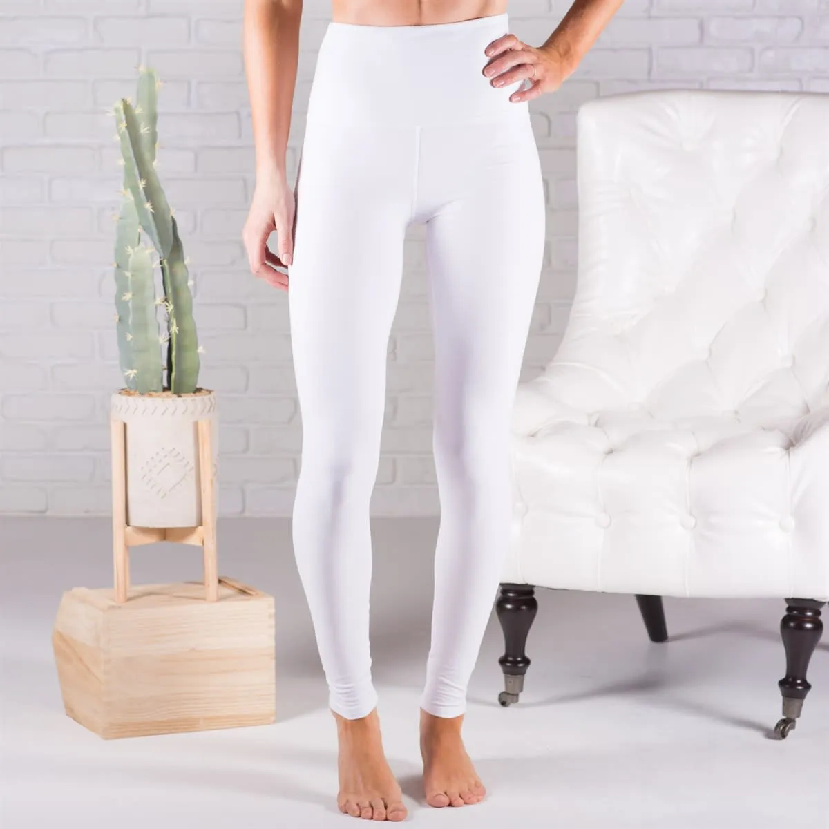 Solid Color Yoga Band Leggings